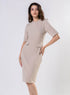 Round Neck Shift Dress With Flaps-Beige